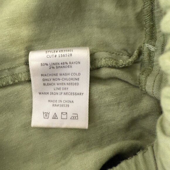 Kut from the Kloth Light Olive Green Christina Smocked Band Linen Shorts - Picture 6 of 6